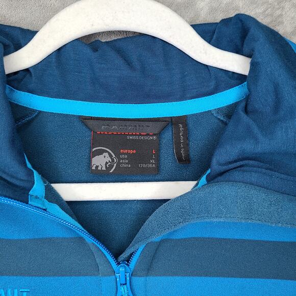 Mammut Blue & Navy Striped  Turtleneck Jacket L, Fleece-Lined, Women's - Picture 2 of 16